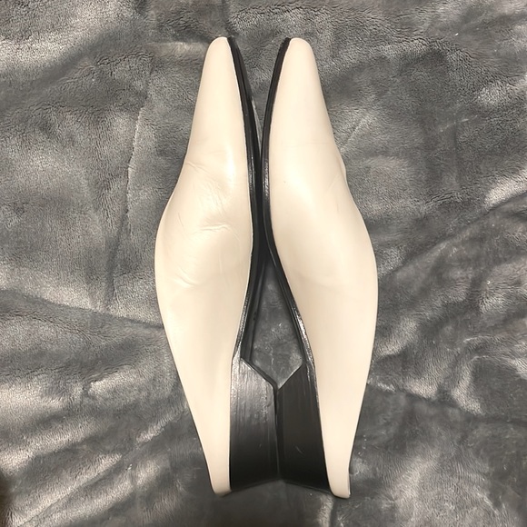 Alumnae White Ivory Pointy Toe Low Heel Mules Shoes - Picture 2 of 8